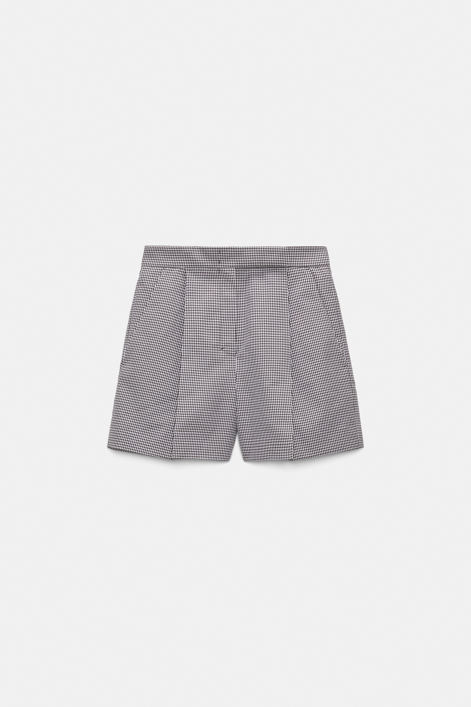 Dorothee Schumacher Karierte Shorts aus technischem Leinen white & walnut