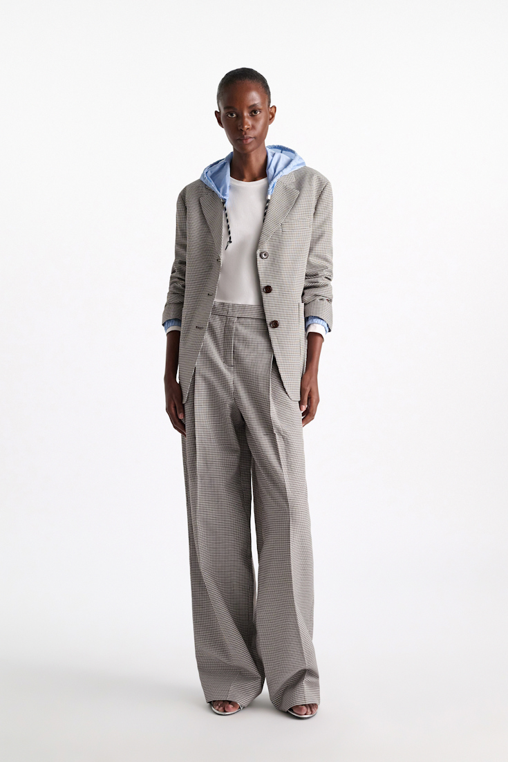 Dorothee Schumacher Karierte Hose aus technischem Leinen white & walnut