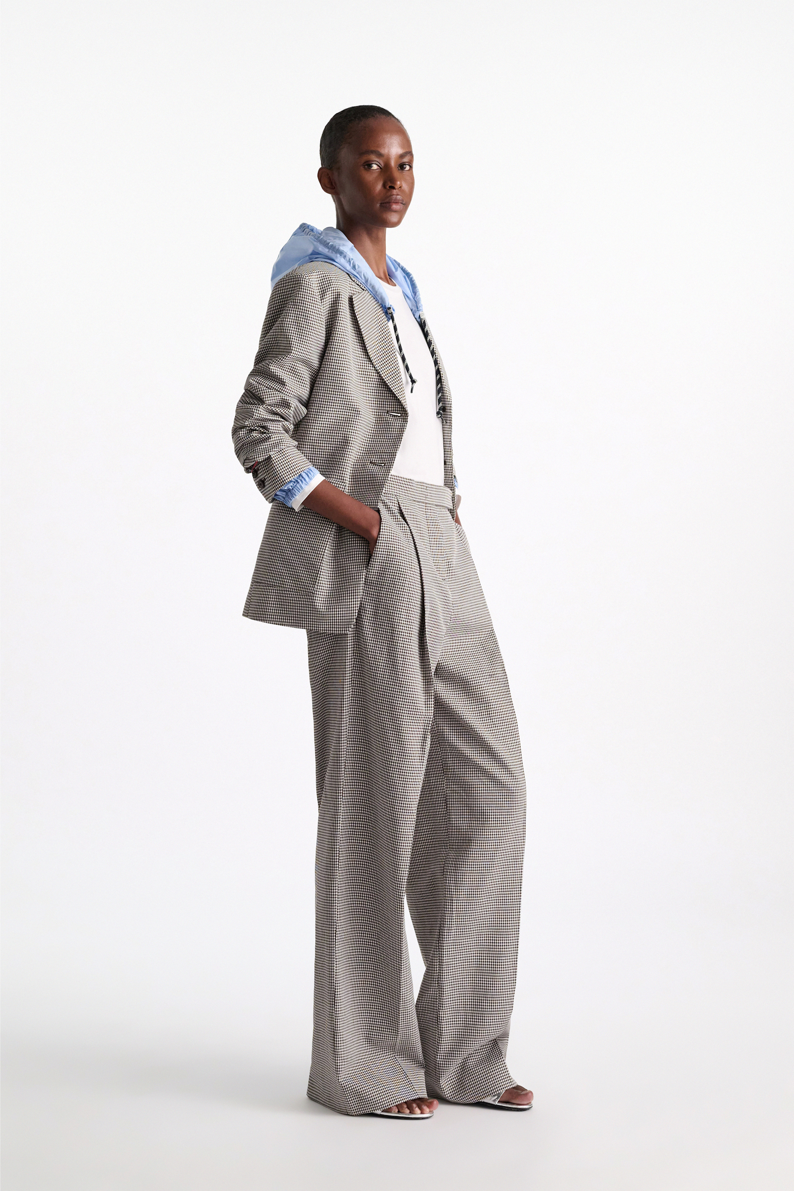 Dorothee Schumacher Karierte Hose aus technischem Leinen white & walnut