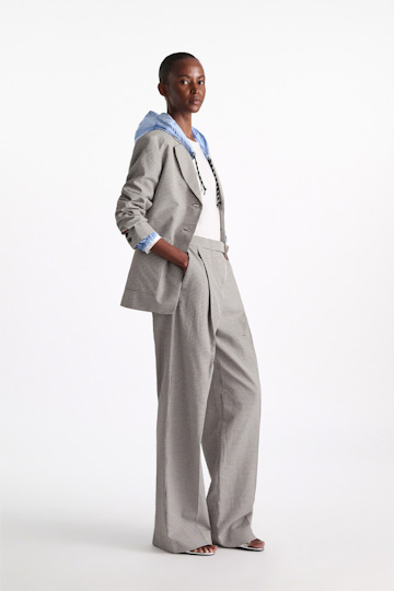 Dorothee Schumacher Karierte Hose aus technischem Leinen white & walnut