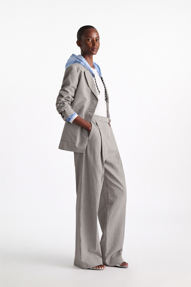 Dorothee Schumacher Karierte Hose aus technischem Leinen white & walnut