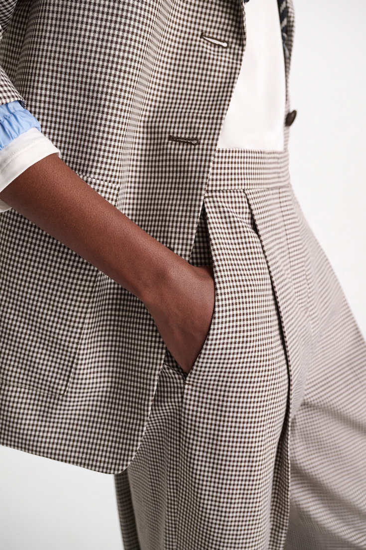 Dorothee Schumacher Karierte Hose aus technischem Leinen white & walnut