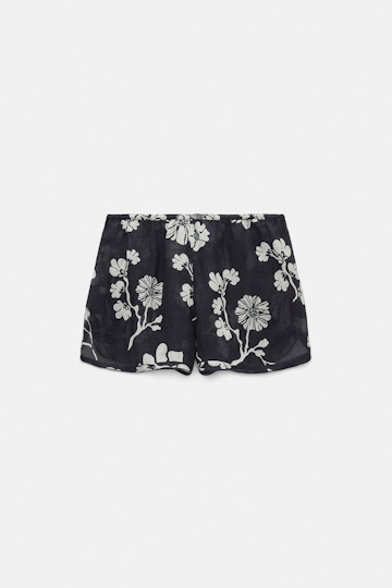 Dorothee Schumacher Crinkle ramie printed shorts navy shell