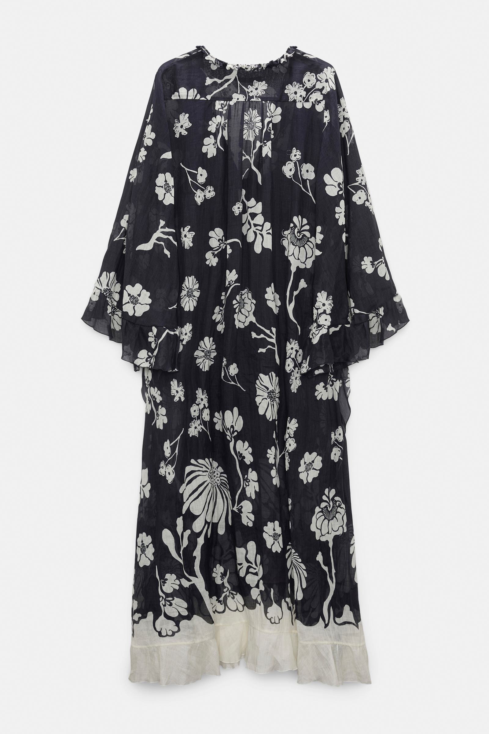 Dorothee Schumacher Maxikleid aus bedrucktem Crinkle Ramie navy shell