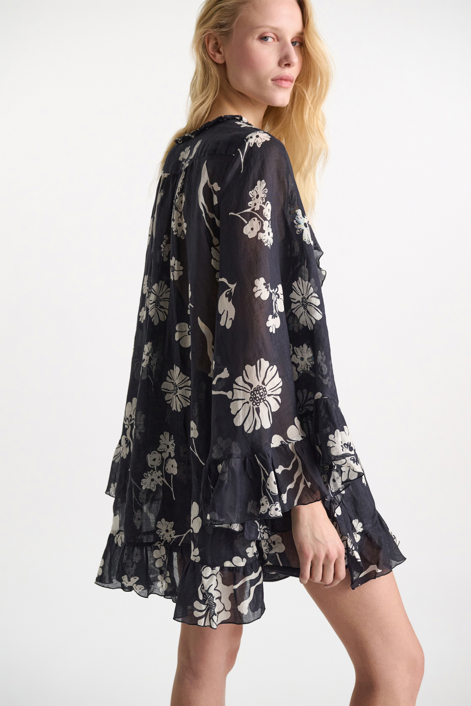 Dorothee Schumacher Crinkle ramie signature print tunic navy shell