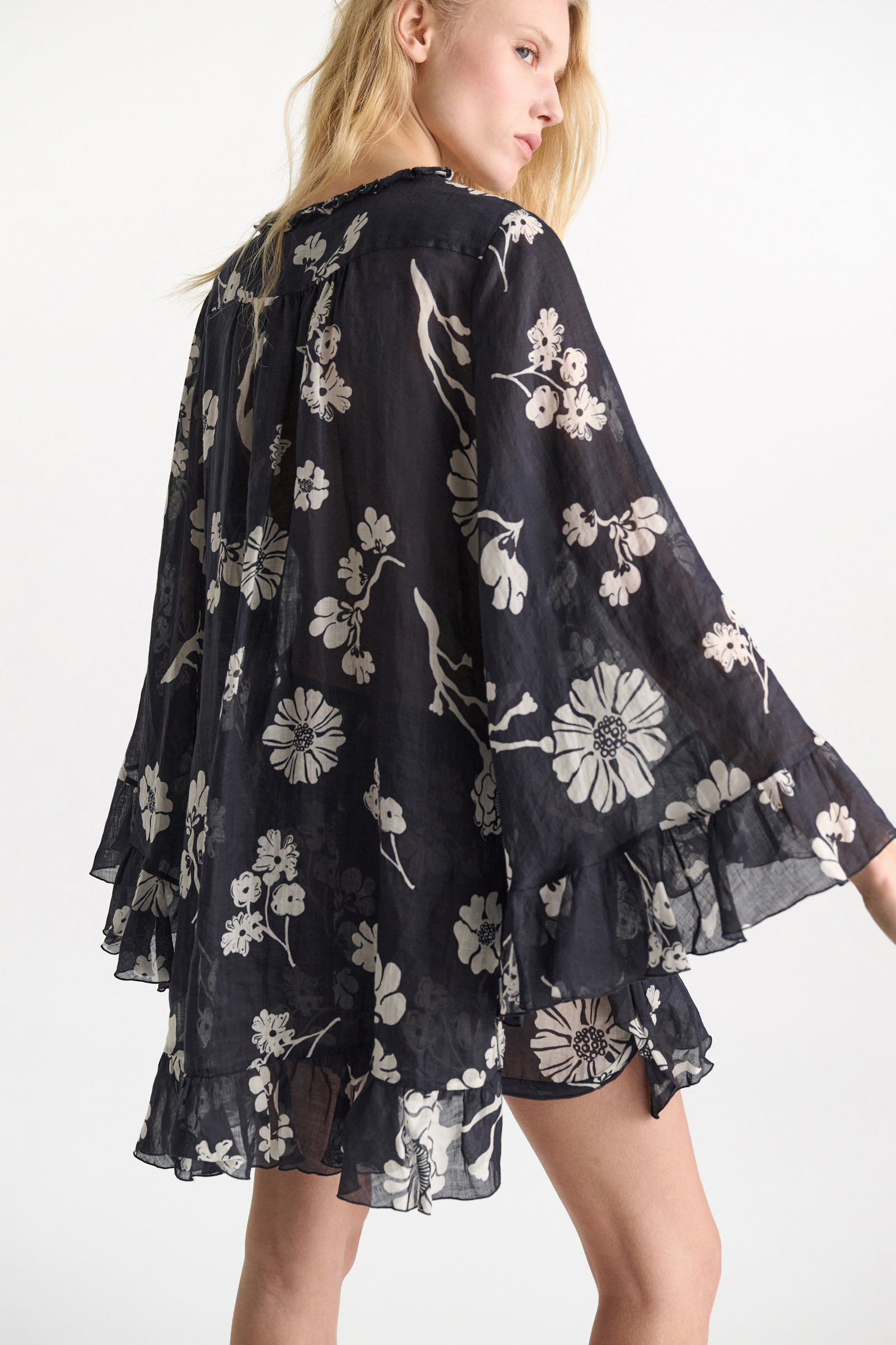 Dorothee Schumacher Crinkle ramie signature print tunic navy shell