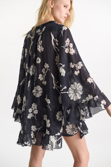 Dorothee Schumacher Tunika aus bedrucktem Crinkle Ramie navy shell