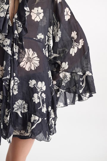 Dorothee Schumacher Tunika aus bedrucktem Crinkle Ramie navy shell