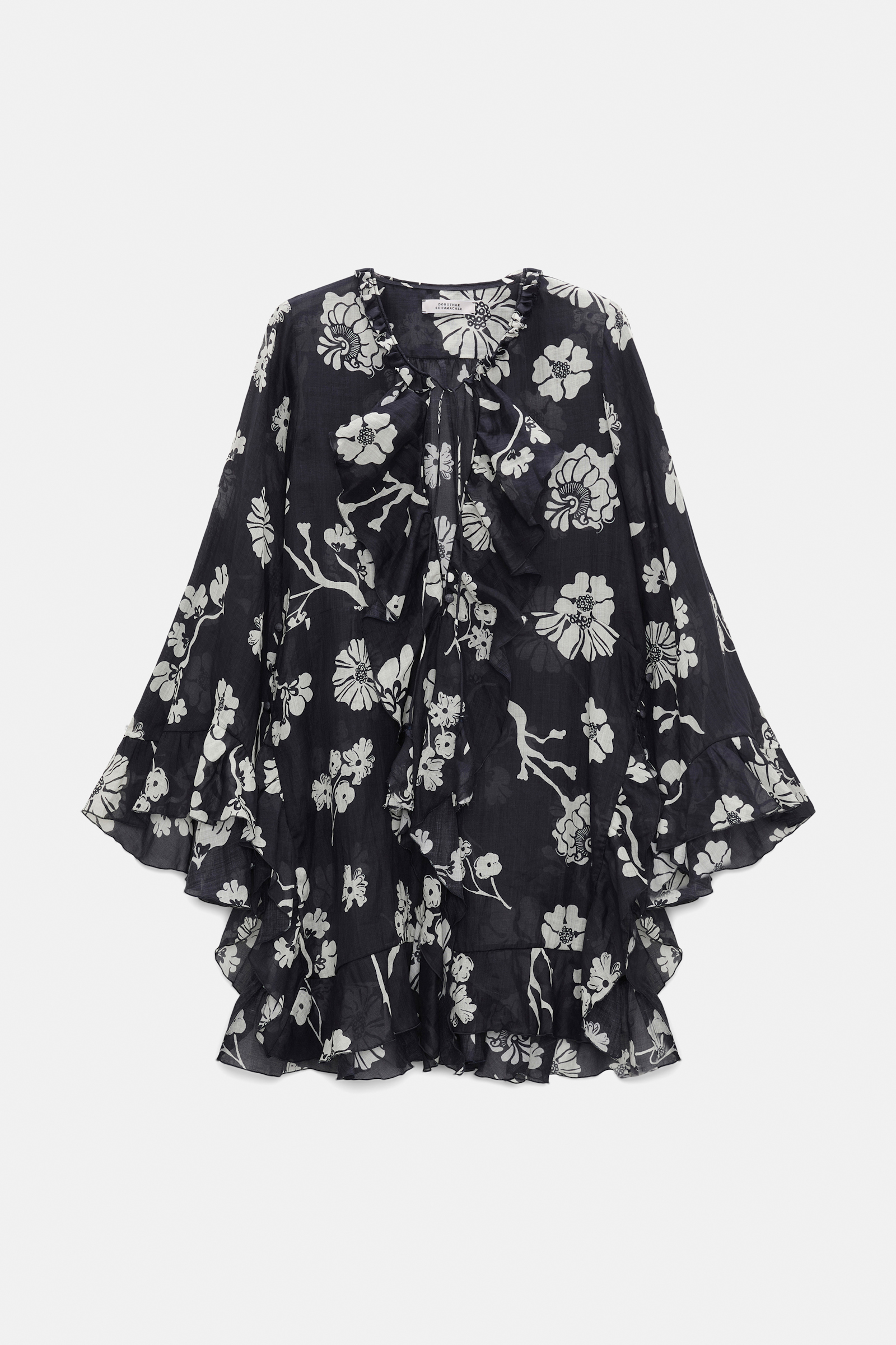 Dorothee Schumacher Crinkle ramie signature print tunic navy shell