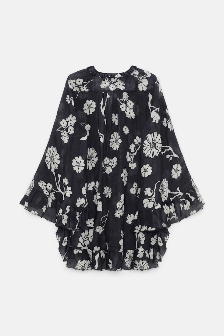 Dorothee Schumacher Crinkle ramie signature print tunic navy shell