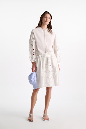 Dorothee Schumacher Cotton skirt with broderie anglaise embroidery pure white