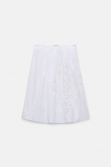 Dorothee Schumacher Cotton skirt with broderie anglaise embroidery pure white