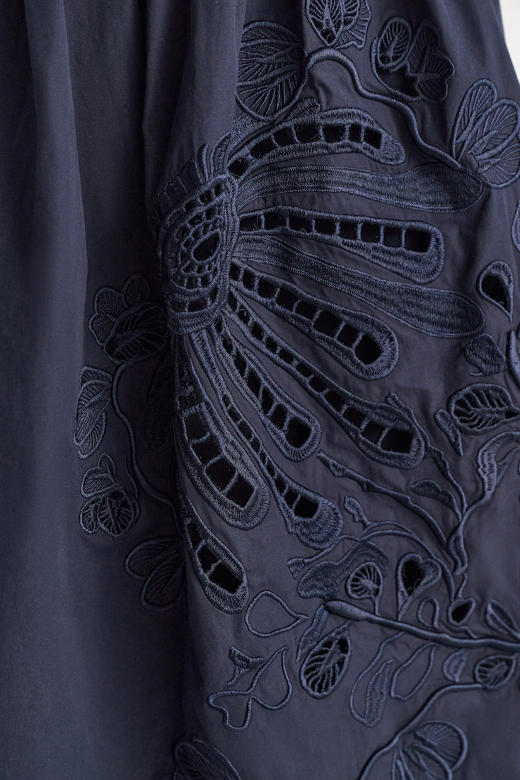 Dorothee Schumacher Cotton skirt with broderie anglaise embroidery dark navy