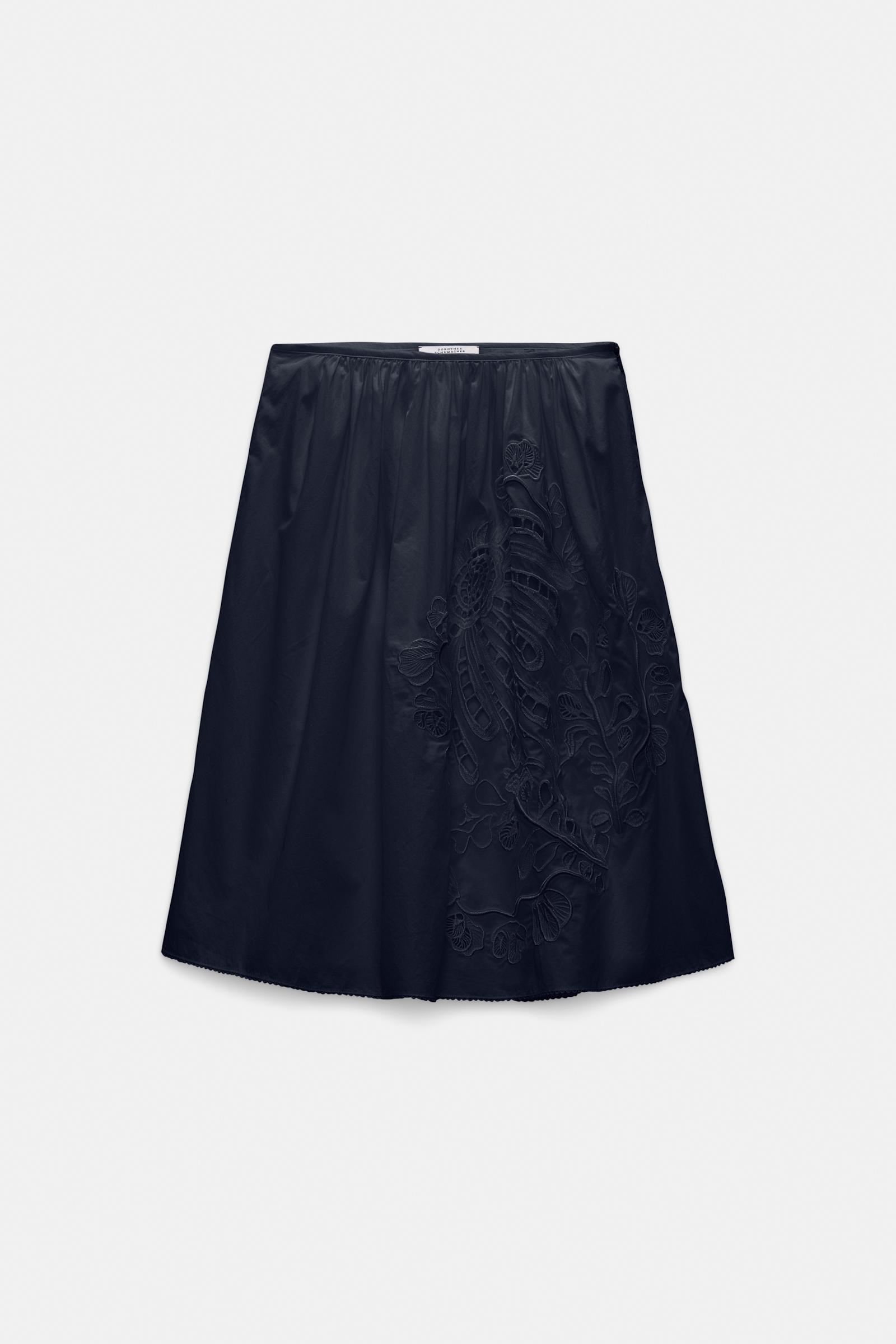 Dorothee Schumacher Cotton skirt with broderie anglaise embroidery dark navy