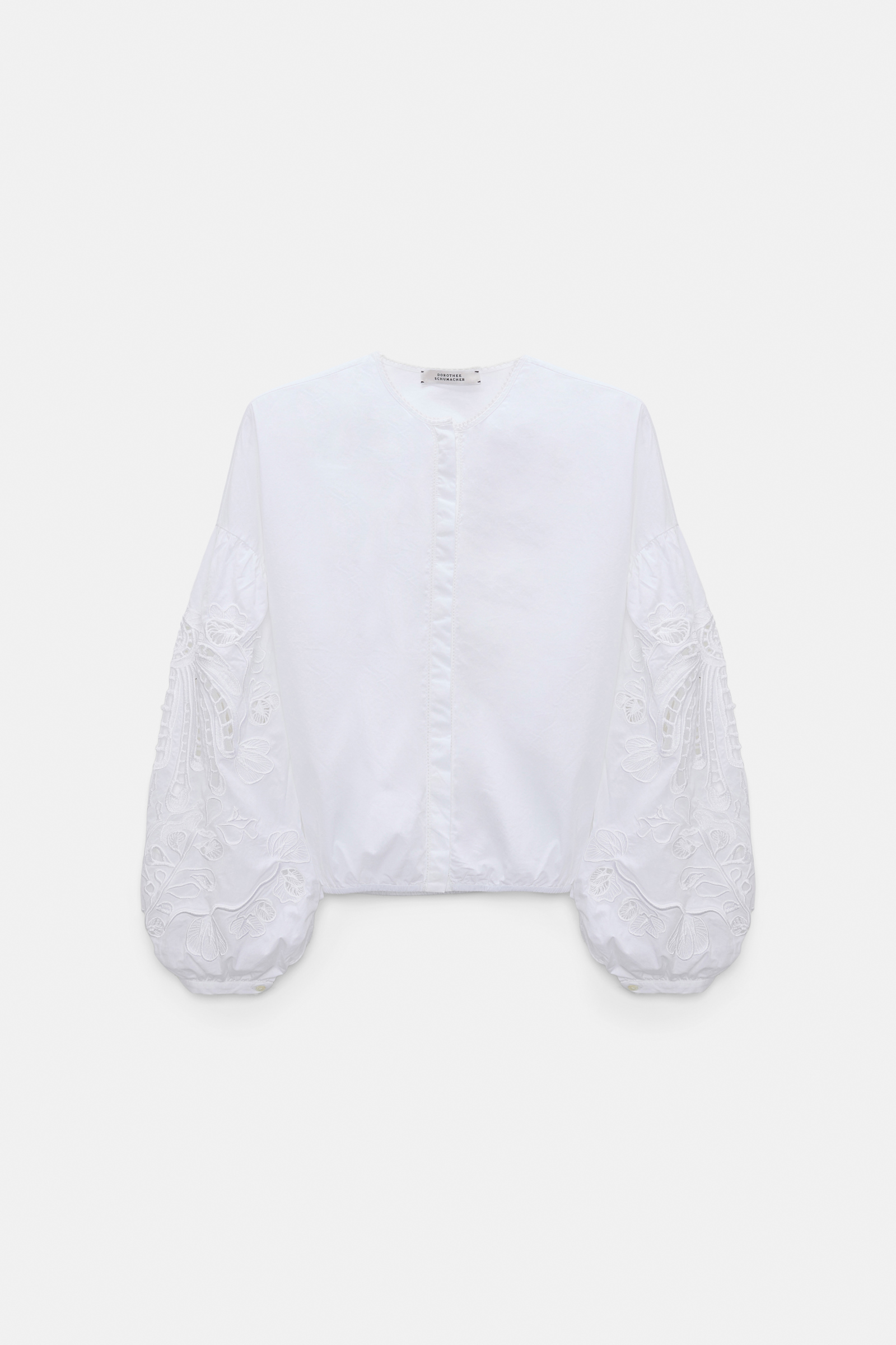 Dorothee Schumacher Bluse mit Broderie-Anglais-Stickerei aus Baumwolle pure white