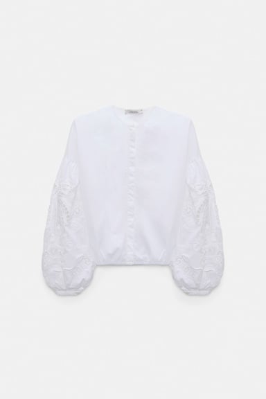 Dorothee Schumacher Cotton blouse with broderie anglaise embroidery pure white