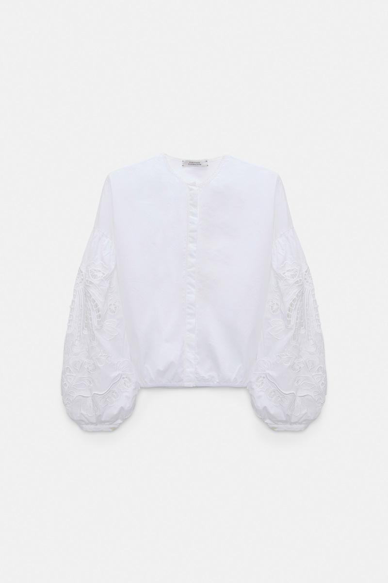 Dorothee Schumacher Women's White Cotton Blouse With Broderie Anglaise Embroidery Xxs