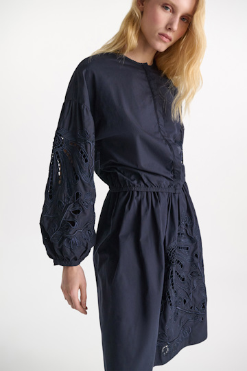 Dorothee Schumacher Cotton blouse with broderie anglaise embroidery dark navy