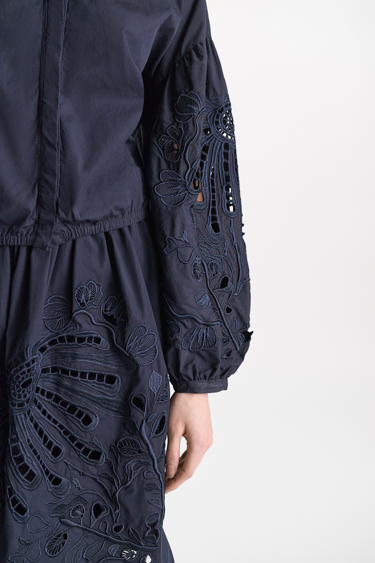 Dorothee Schumacher Cotton blouse with broderie anglaise embroidery dark navy