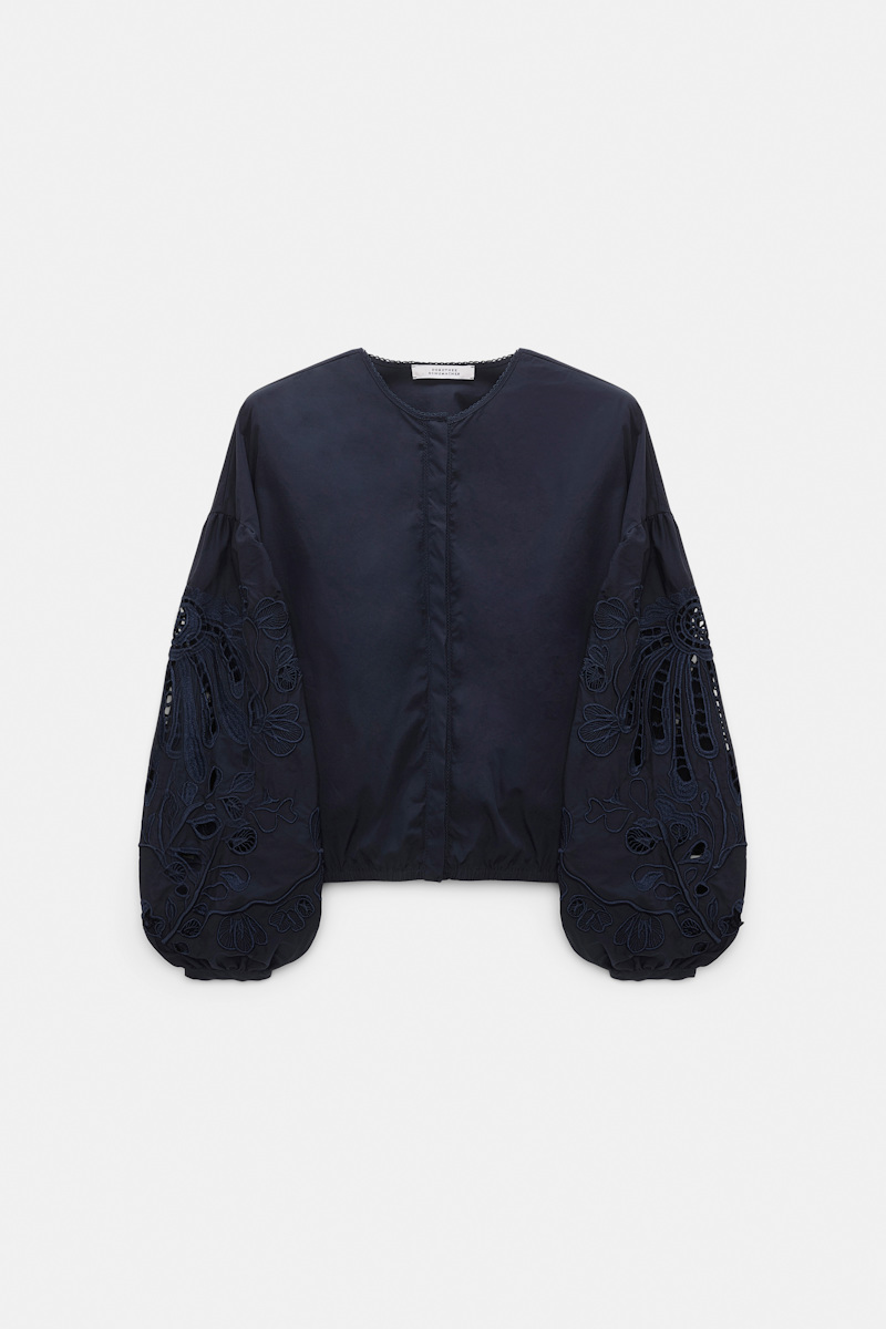 Dorothee Schumacher Women's Blue Cotton Blouse With Broderie Anglaise Embroidery Xxs