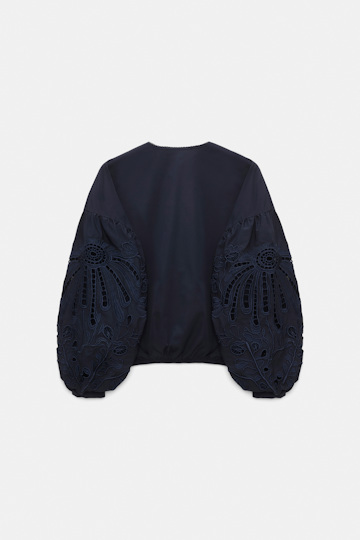 Dorothee Schumacher Cotton blouse with broderie anglaise embroidery dark navy
