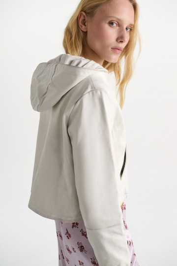 Dorothee Schumacher Leather hoodie with brush-off finish effect white caramell