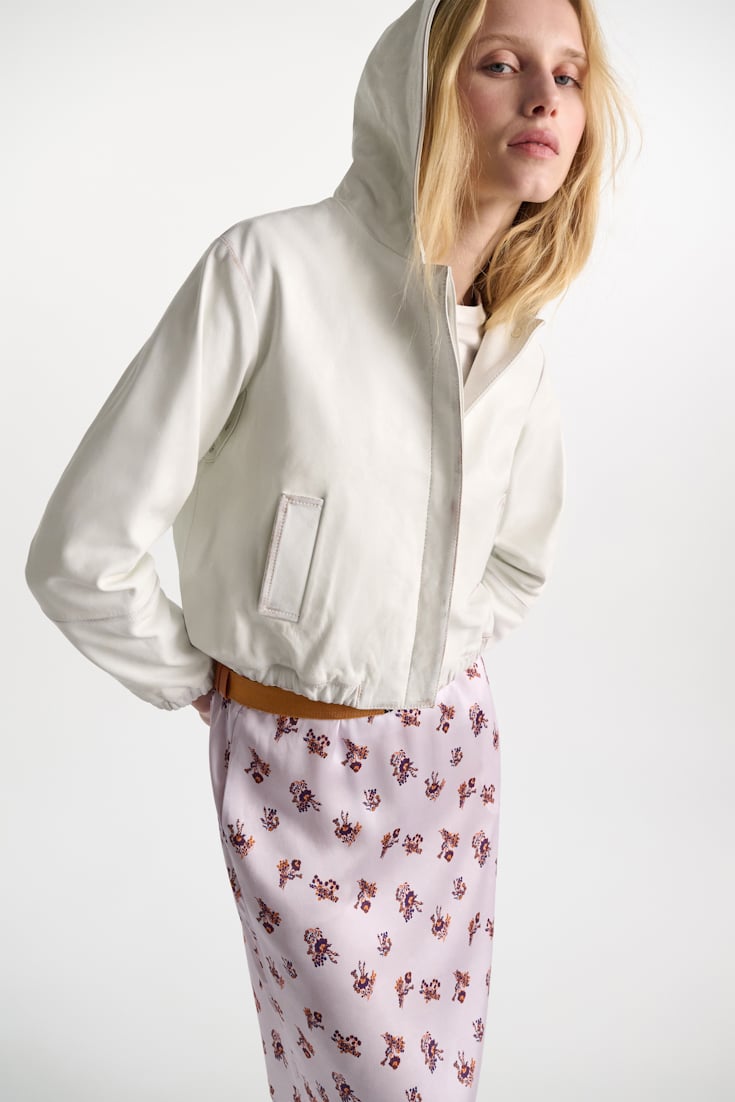 Dorothee Schumacher Leather hoodie with brush-off finish effect white caramell