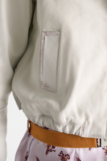 Dorothee Schumacher Leather hoodie with brush-off finish effect white caramell