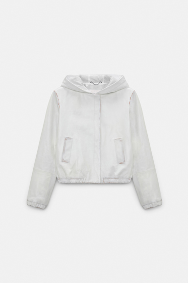 Dorothee Schumacher Leather hoodie with brush-off finish effect white caramell