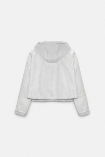 Dorothee Schumacher Leather hoodie with brush-off finish effect white caramell