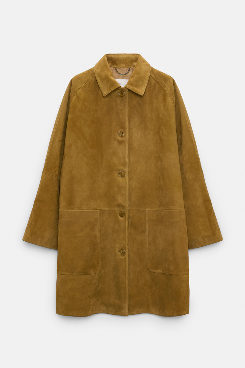 Dorothee Schumacher Women's Green Suede Coat Xxl