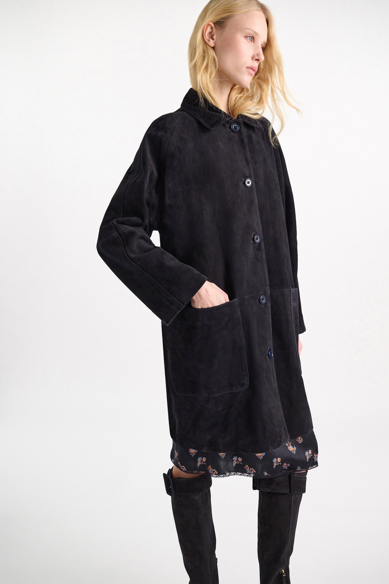 Dorothee Schumacher Suede coat dark navy