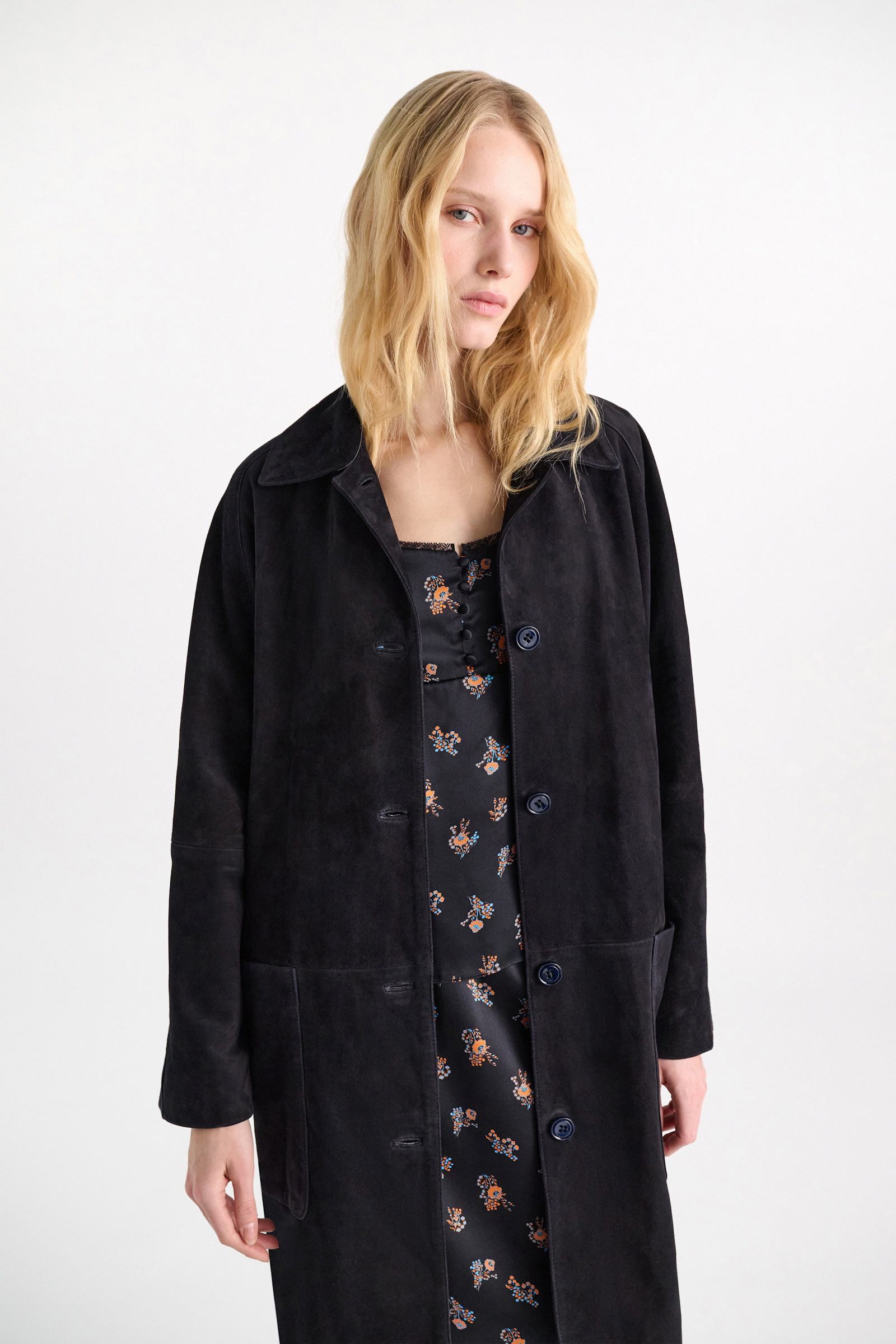 Dorothee Schumacher Suede coat dark navy