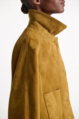 Dorothee Schumacher Lederjacke aus Veloursleder greenish brown