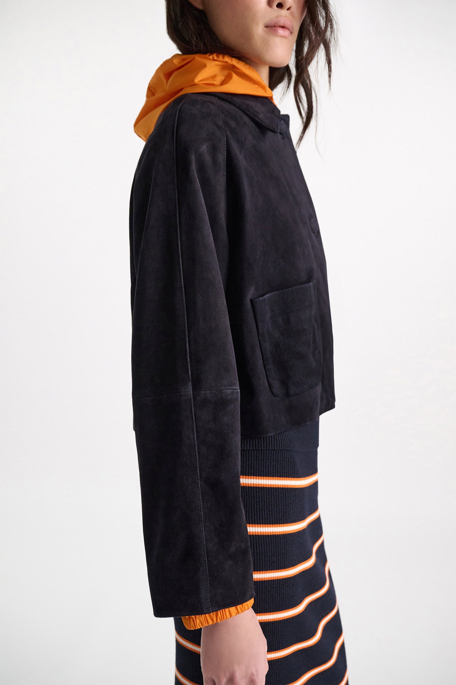 Dorothee Schumacher Lederjacke aus Veloursleder dark navy
