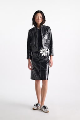 Dorothee Schumacher Patent leather jacket dark navy