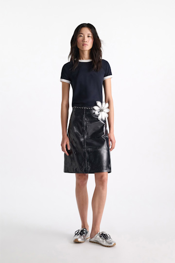 Dorothee Schumacher Patent leather skirt dark navy