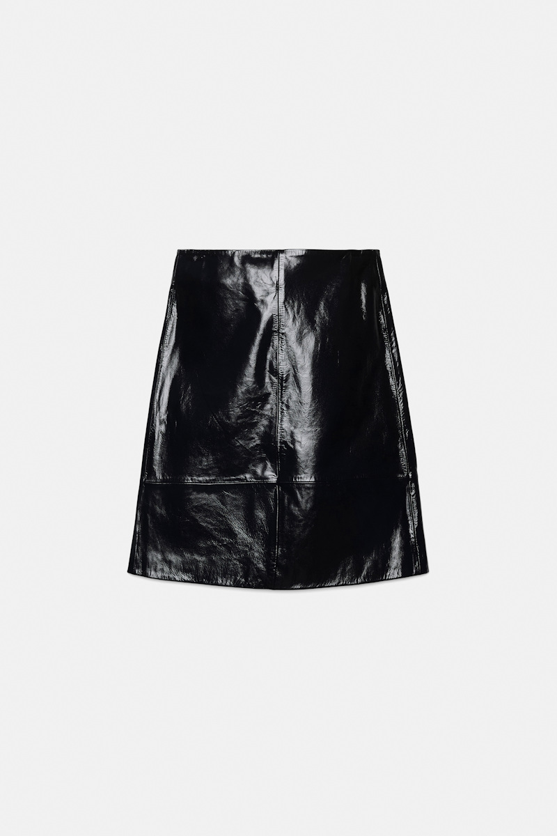 Dorothee Schumacher Women's Blue Patent Leather Skirt Medium
