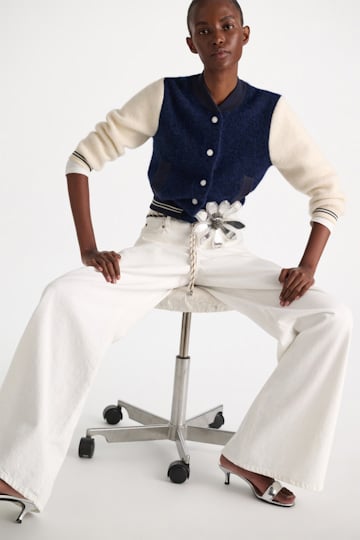 Dorothee Schumacher Long, wide Jeans mit Kordel-Gürtel pure white