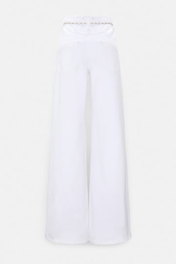 Dorothee Schumacher Long, wide Jeans mit Kordel-Gürtel pure white