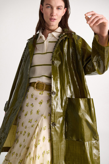 Dorothee Schumacher Lackmantel mit abnehmbarer Kapuze seaweed
