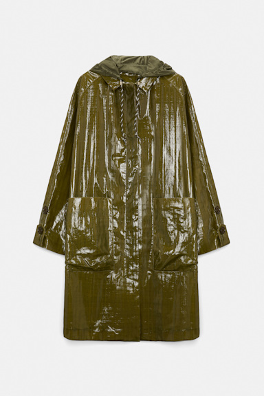 Dorothee Schumacher Lackmantel mit abnehmbarer Kapuze seaweed