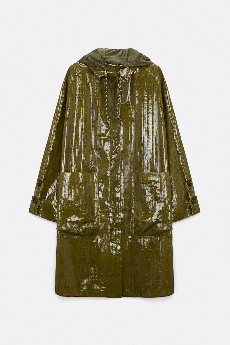 Dorothee Schumacher Women's Green Patent Coat Large