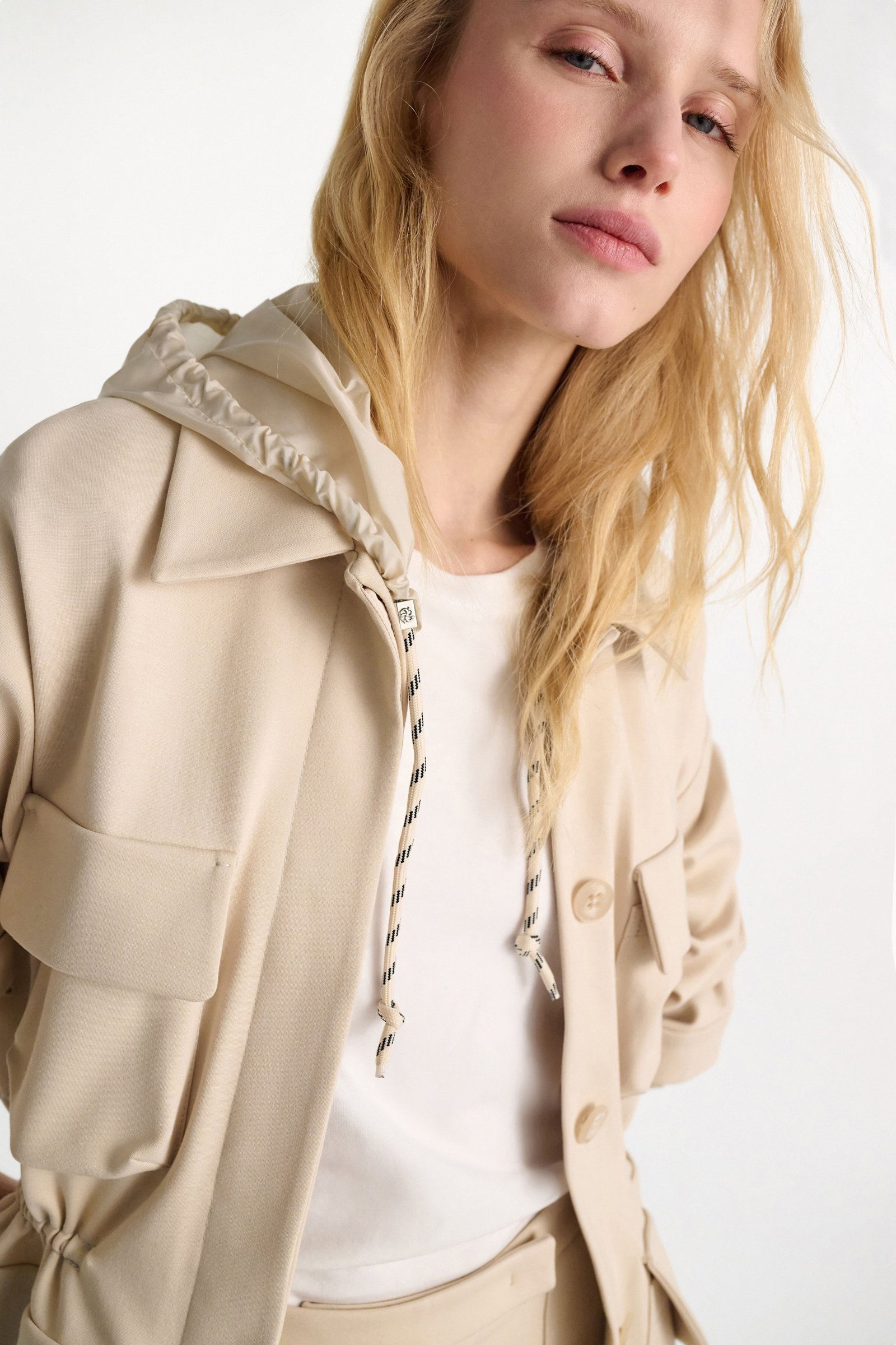 Dorothee Schumacher Hooded shrug light sand