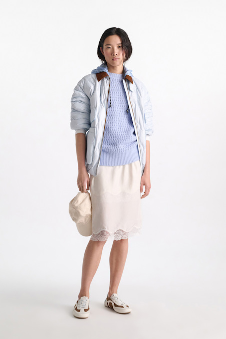 Double layer silk Habotai lingerie-style skirt