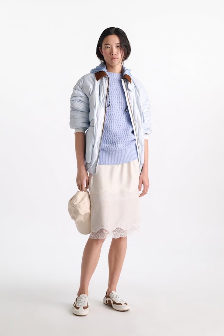 Dorothee Schumacher Double layer silk Habotai lingerie-style skirt camellia white