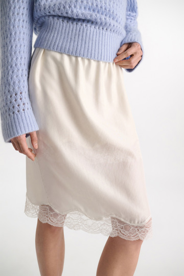 Dorothee Schumacher Double layer silk Habotai lingerie-style skirt camellia white