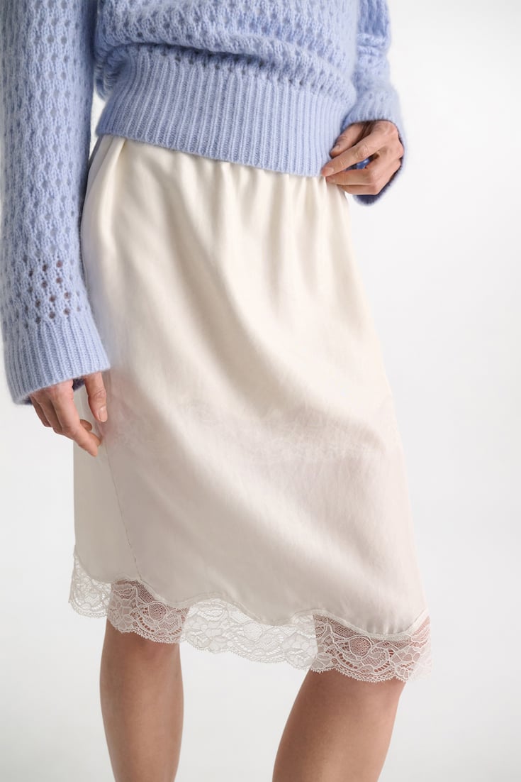 Dorothee Schumacher Double layer silk Habotai lingerie-style skirt camellia white