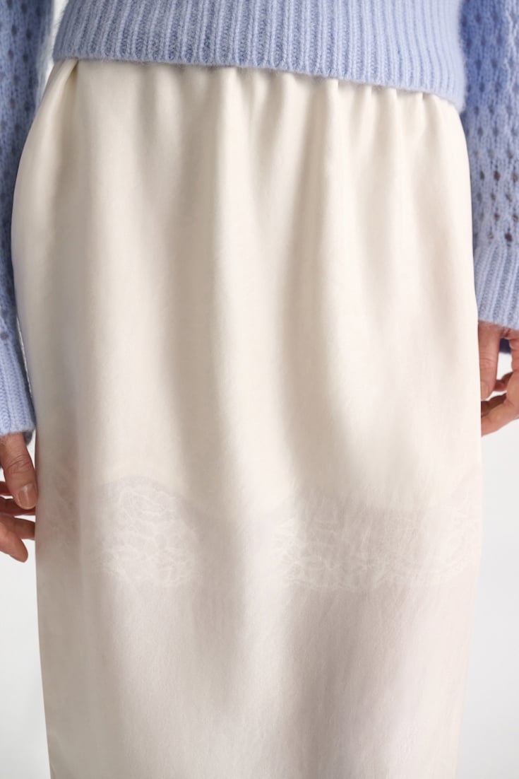 Dorothee Schumacher Double layer silk Habotai lingerie-style skirt camellia white