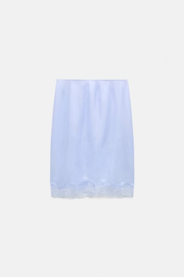 Dorothee Schumacher Double layer silk Habotai lingerie-style skirt icy sky